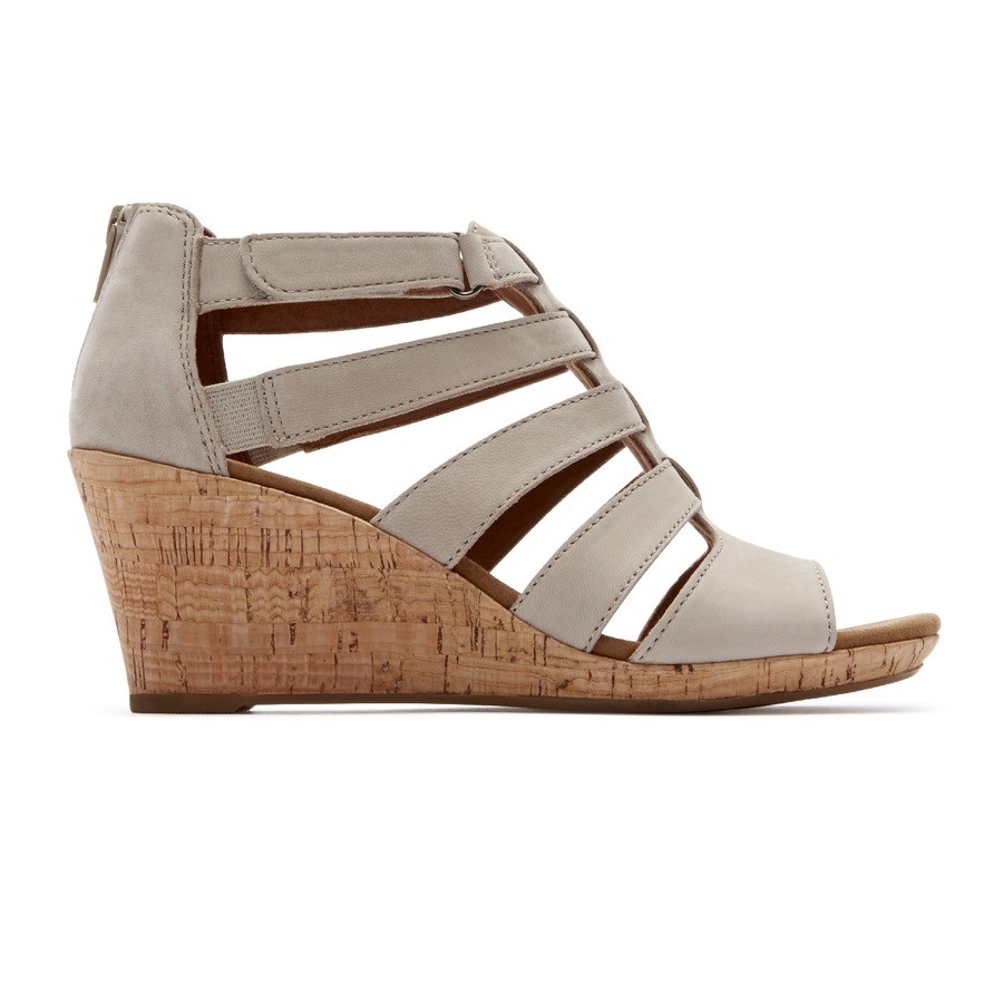 Rockport Briah Gladiator Sleehak Sandalen Dames Lichtgrijs | NL26OM109