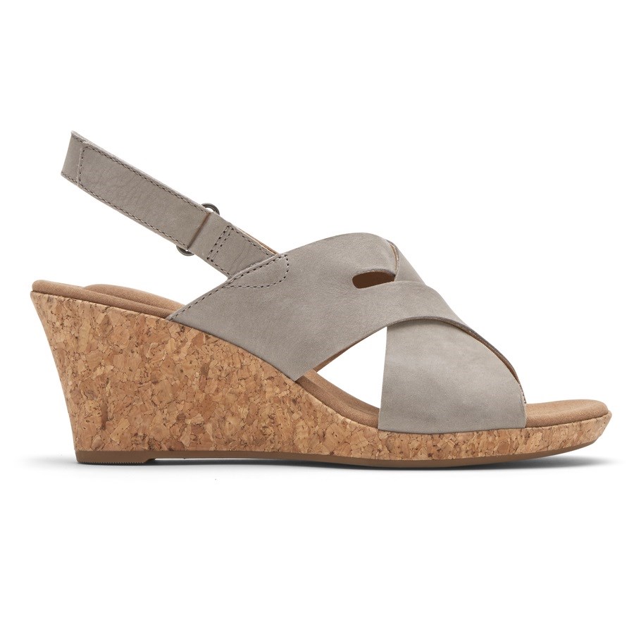 Rockport Briah Slot Slingback Sleehak Sandalen Dames Grijs | NL36829OM