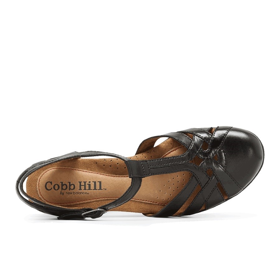 Rockport Cobb Hill Aubrey T-Riemen Hakken Sandalen Dames Zwart | NL21M9O58