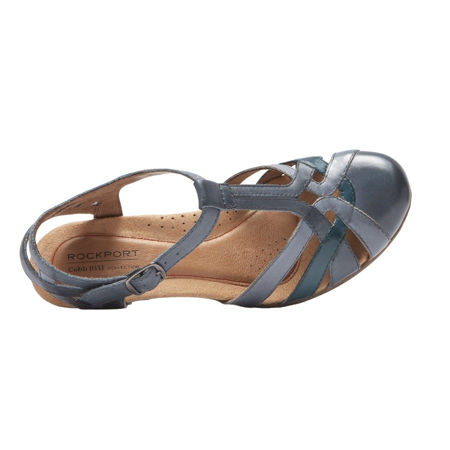 Rockport Cobb Hill Aubrey T-Riemen Hakken Sandalen Dames Blauw | NL426085O