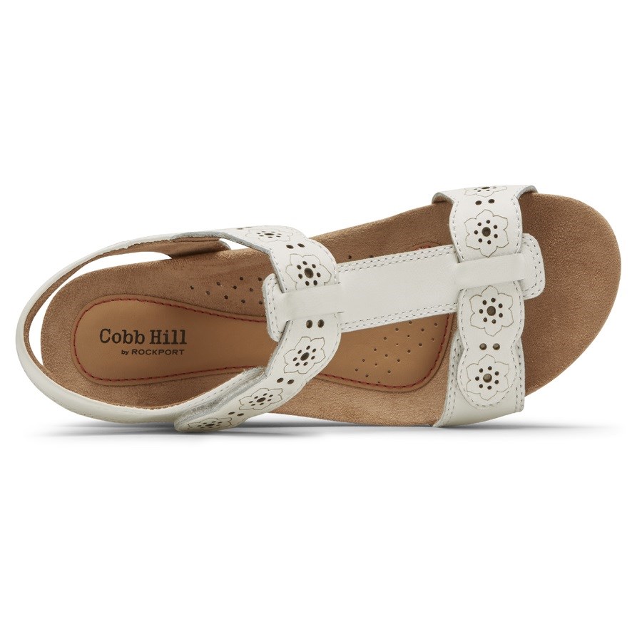 Rockport Cobb Hill Hollywood T-Riemen Sleehak Sandalen Dames Wit | NL7108259