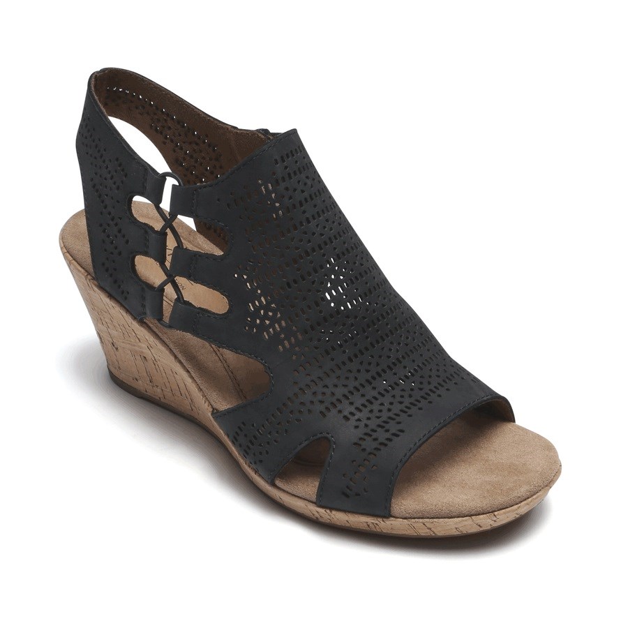 Rockport Cobb Hill Janna Sleehak Sandalen Dames Zwart | NL6I0OM81