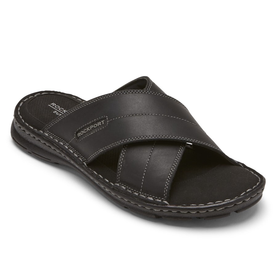 Rockport Darwyn Cross Band Badslippers Heren Zwart | NL1I8592O