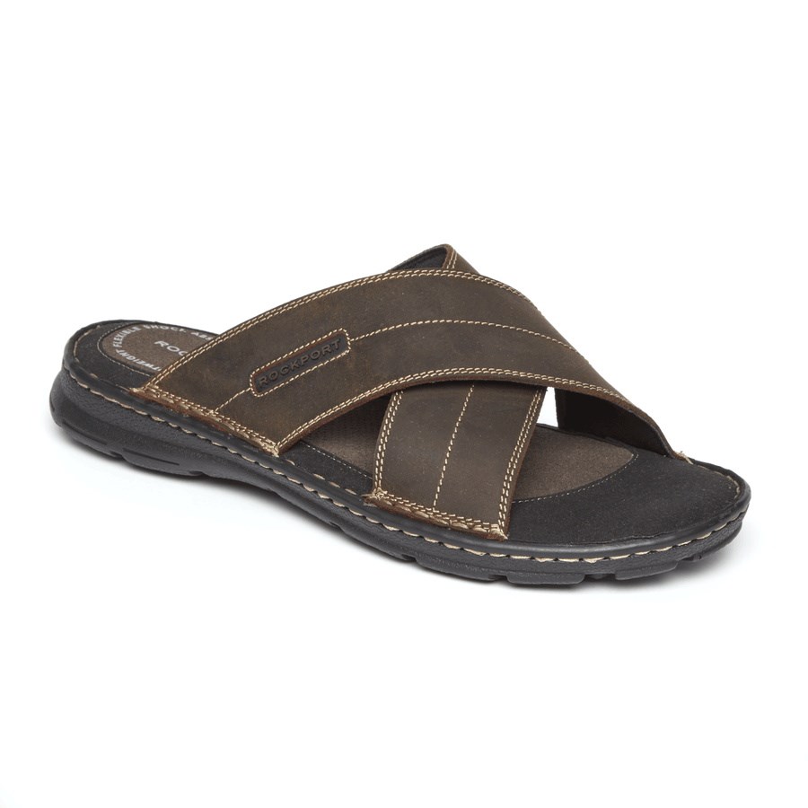 Rockport Darwyn Cross Band Badslippers Heren Donkerbruin | NL7810M69