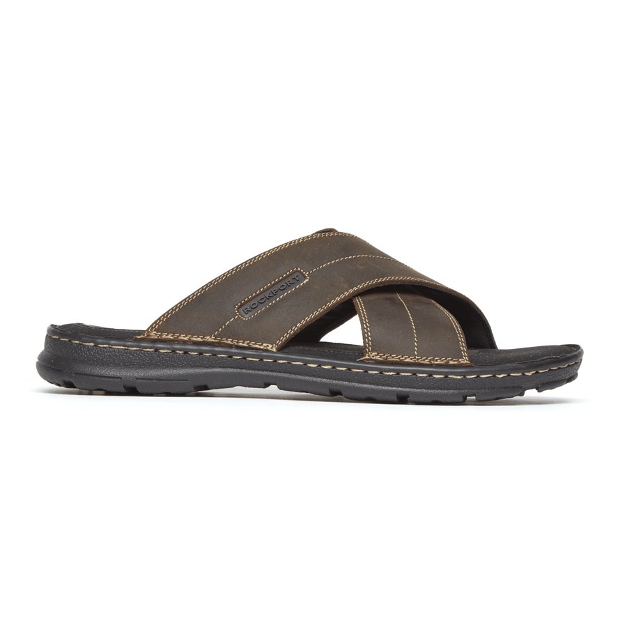 Rockport Darwyn Cross Band Badslippers Heren Donkerbruin | NL7810M69