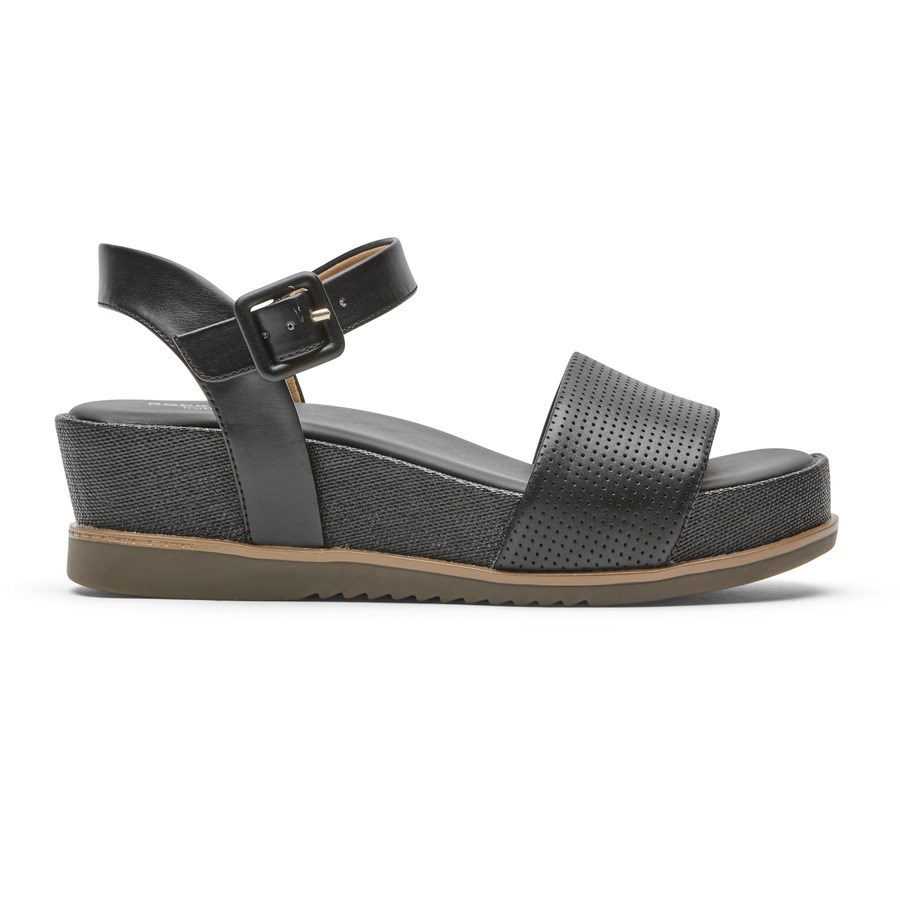 Rockport Delanie Sleehak Sandalen Dames Zwart | NL79806M1