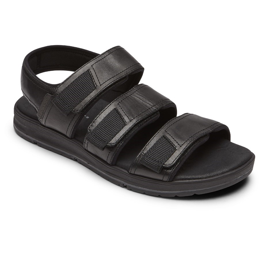 Rockport Lucky Bay Jurken 3-Band Sandalen Heren Zwart | NL4I96518