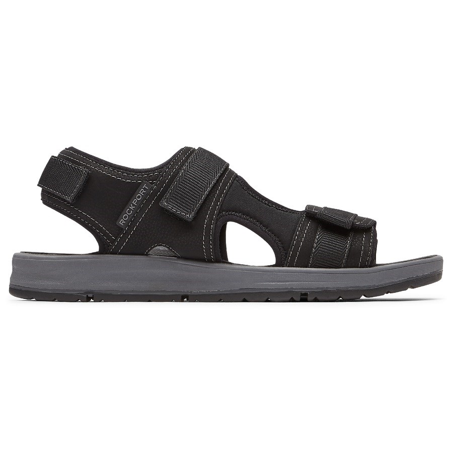 Rockport Lucky Bay Sport 3 Riemen Sandalen Heren Zwart | NL56I9802