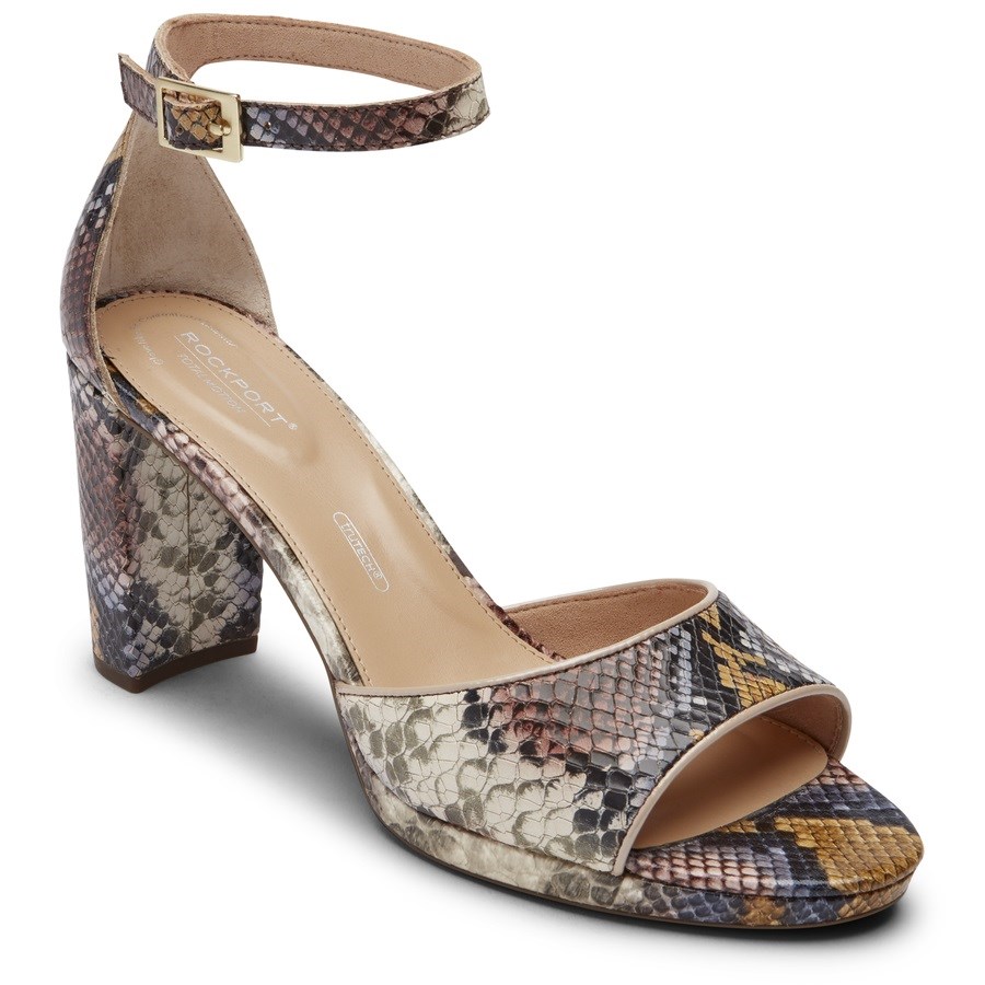 Rockport Total Motion Ivy Ankle-Riemen Hakken Sandalen Dames Slangenprint | NL2O5I861