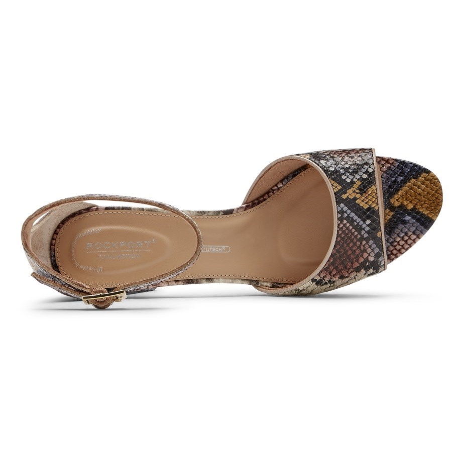 Rockport Total Motion Ivy Ankle-Riemen Hakken Sandalen Dames Slangenprint | NL2O5I861