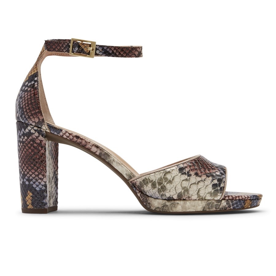 Rockport Total Motion Ivy Ankle-Riemen Hakken Sandalen Dames Slangenprint | NL2O5I861