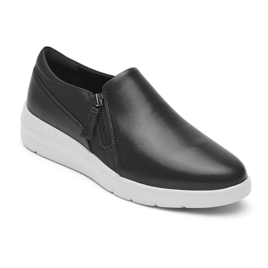 Rockport Total Motion Lillie Side Zip Slip On Sneakers Dames Zwart | NL259061O