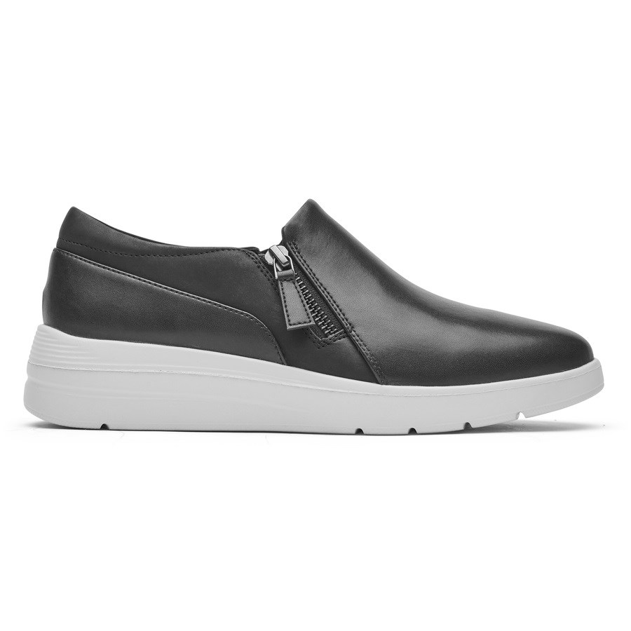 Rockport Total Motion Lillie Side Zip Slip On Sneakers Dames Zwart | NL259061O