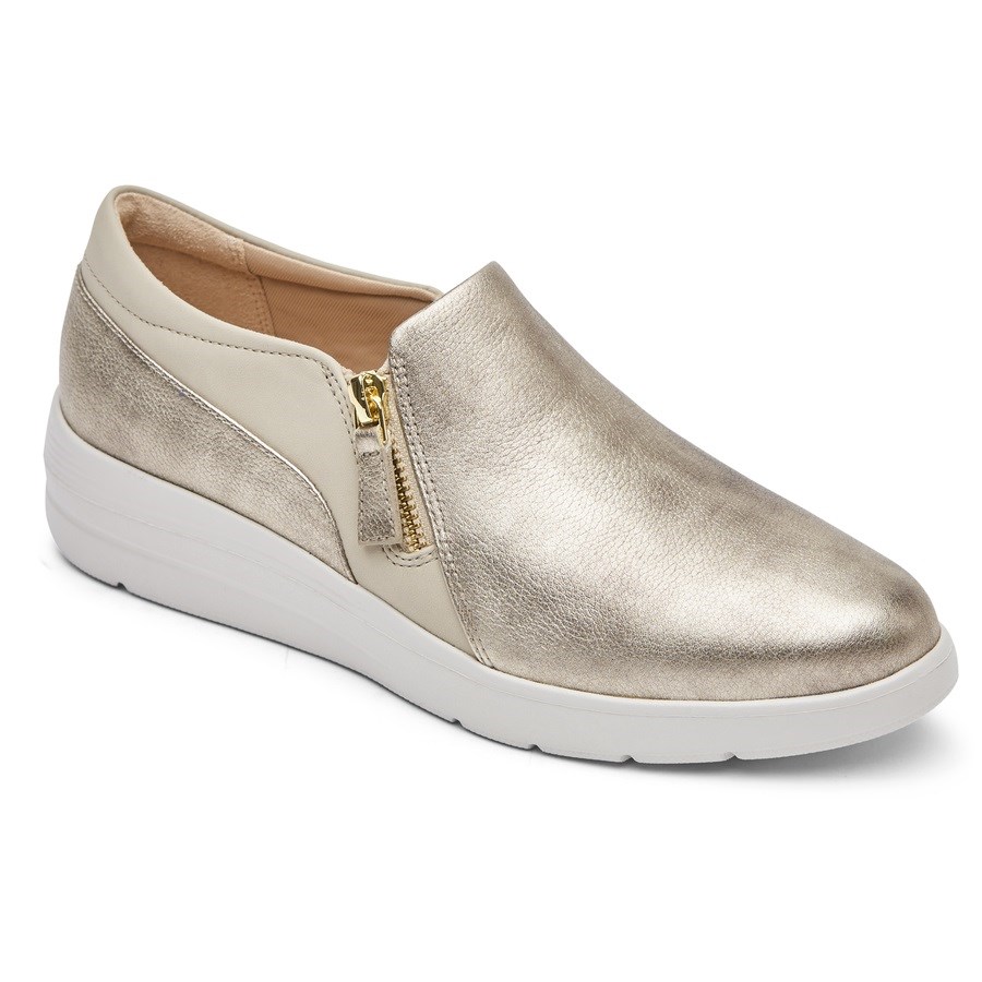 Rockport Total Motion Lillie Side Zip Slip On Sneakers Dames Goud | NL956OI08