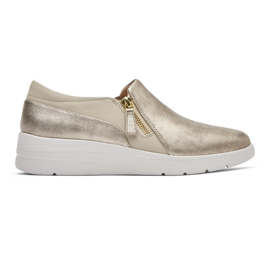 Rockport Total Motion Lillie Side Zip Slip On Sneakers Dames Goud | NL956OI08