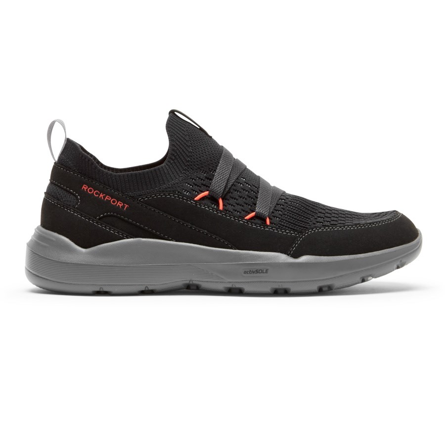 Rockport truFLEX Evolution Mudguard Slip On Sneakers Heren Zwart | NL4825I90