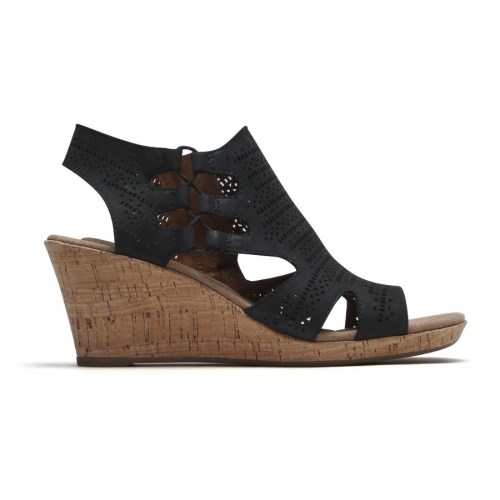 Rockport Cobb Hill Janna Sleehak Sandalen Dames Zwart | NL6I0OM81